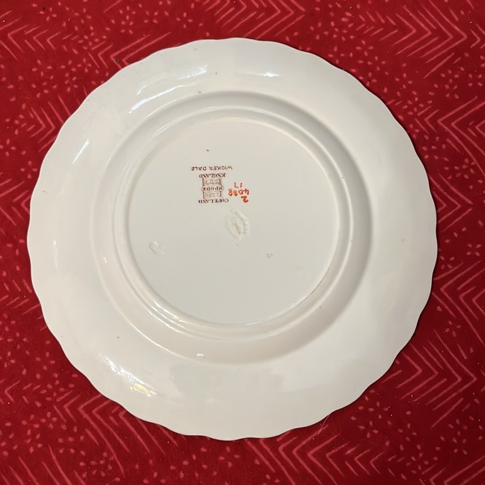 LOW START Vintage 8” Dinner Plate Copeland Spode England, Wicker Dale # 2-4088-1 - Picture 2 of 3
